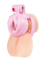 Load image into Gallery viewer, Blueline Bitchboy Degrading Mini Chastity Cage with Pussy Shape - Pink
