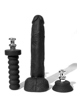 Load image into Gallery viewer, Boneyard Silicone Tool Kit Dildo with Balls 10in with Attachments - Black - 3 Per Set

