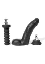 Load image into Gallery viewer, Boneyard Silicone Tool Kit Dildo with Balls 8in with Attachments - Black - 3 Per Set
