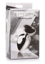 Load image into Gallery viewer, Booty Sparks Gemstones Black Heart Anal Plug - Black/Silver - Large
