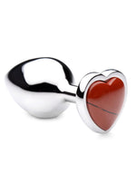 Load image into Gallery viewer, Booty Sparks Gemstones Red Jasper Heart Anal Plug - Metal/Red - Medium