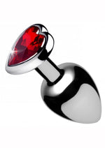 Load image into Gallery viewer, Booty Sparks Heart Gem Medium Anal Plug - Metal/Red - Small
