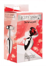 Load image into Gallery viewer, Booty Sparks Heart Gem Small Anal Plug - Metal/Red - Small
