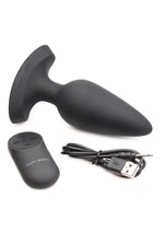 Load image into Gallery viewer, Booty Sparks Laser F... Me Rechargeable Silicone Anal Plug with Remote Control - Large - Black with Red Light