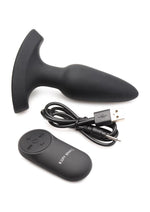 Load image into Gallery viewer, Booty Sparks Laser F... Me Rechargeable Silicone Anal Plug with Remote Control - Small - Black with Red Light