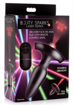 Load image into Gallery viewer, Booty Sparks Laser F... Me Rechargeable Silicone Anal Plug with Remote Control - Small - Black with Red Light - Black - Small