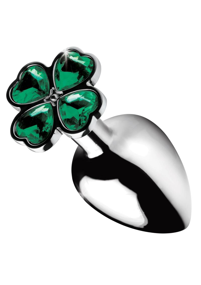 Booty Sparks Lucky Clover Gem Large Anal Plug - Green - Large