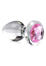Load image into Gallery viewer, Booty Sparks Pink Gem Glass Anal Plug - Clear/Pink - Large
