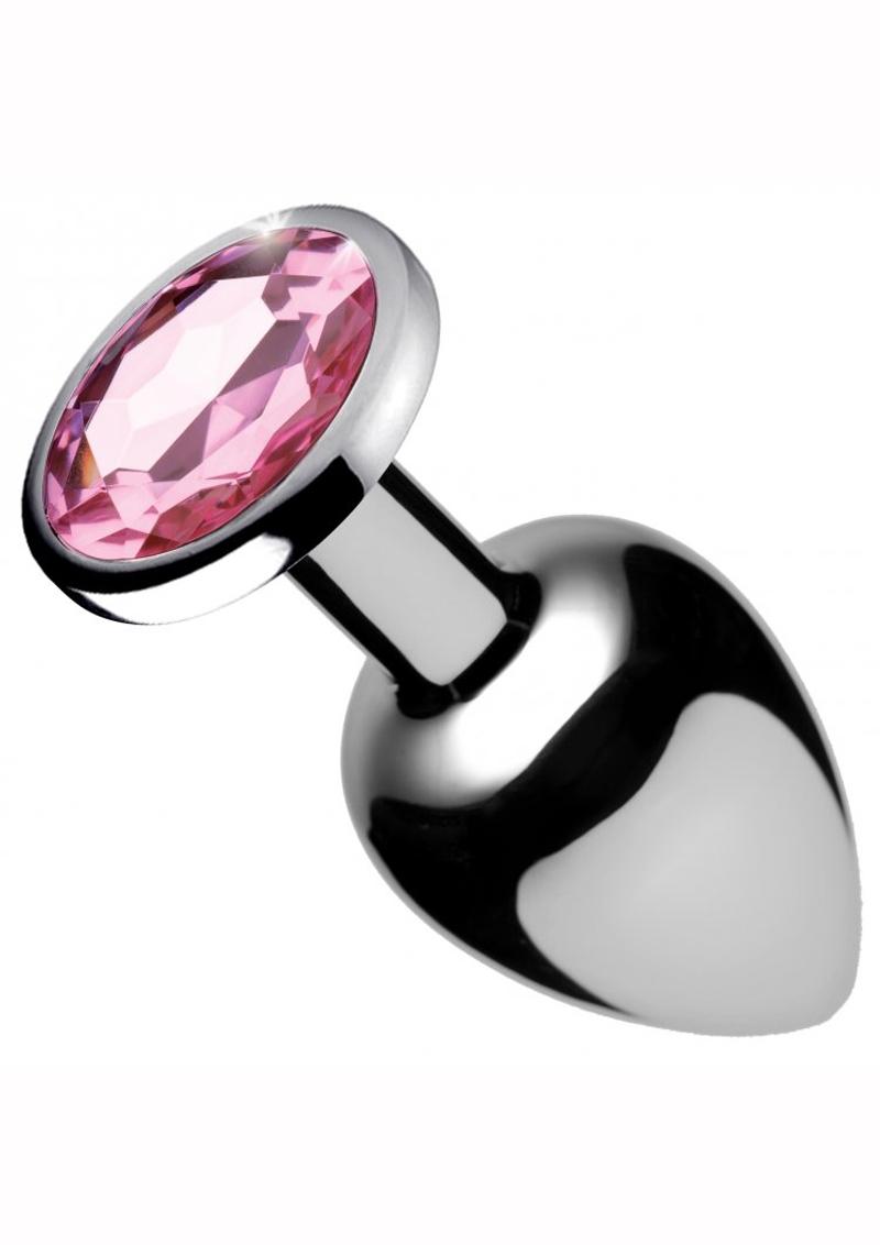 Booty Sparks Pink Gem Medium Anal Plug - Metal/Pink - Medium