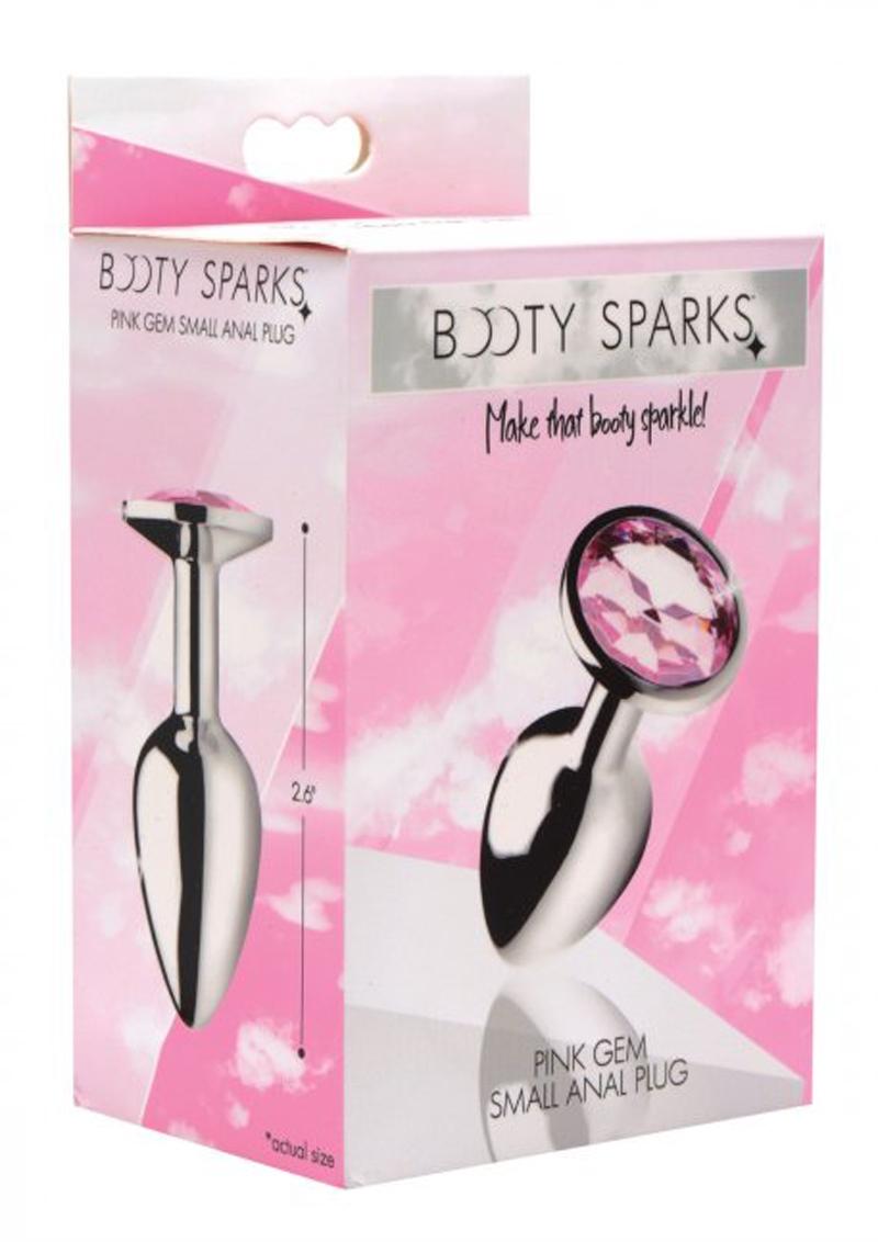 Booty Sparks Pink Gem Small Anal Plug - Metal/Pink - Small