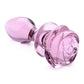 Booty Sparks Pink Rose Glass Anal Plug - Pink - Medium