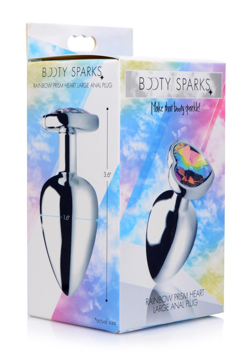 Booty Sparks Rainbow Prism Heart Anal Plug - Multicolor - Large