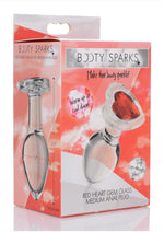 Load image into Gallery viewer, Booty Sparks Red Heart Glass Anal Plug - Clear/Red - Medium