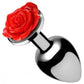 Booty Sparks Rose Anal Plug - Metal/Red/Silver - Medium