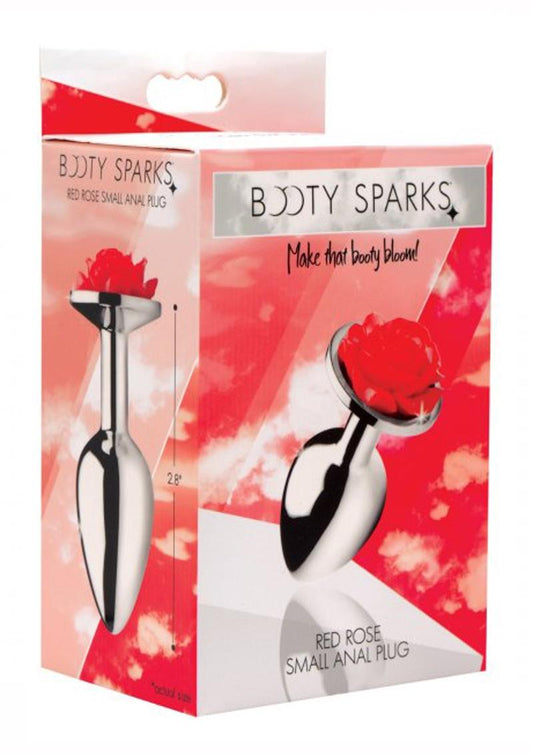 Booty Sparks Rose Anal Plug - Metal/Red - Small