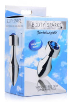 Load image into Gallery viewer, Booty Sparks Weighted Base Aluminum Plug Gem - Blue/Metal - Small