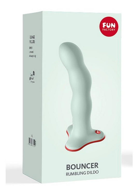 Bouncer Silicone Rumbling Dildo with Weighted Balls - Green