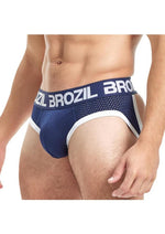 Load image into Gallery viewer, Brozil Ultra Sports Mesh Bulge Brief - Blue/Navy Blue - Large/XLarge