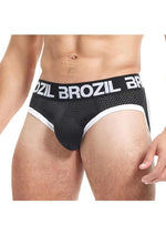 Load image into Gallery viewer, Brozil Ultra Sports Mesh Bulge Brief - Black - Medium/Small