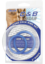 Load image into Gallery viewer, C and B Gear Silicone Cock Ring - Blue - 2 Piece/Set
