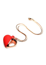 Load image into Gallery viewer, Charmed 10x Vibrating Silicone Heart Necklace Rechargeable Stimulator - Red/Rose Gold