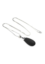 Load image into Gallery viewer, Charmed 10x Vibrating Silicone Teardrop Necklace Rechargeable Stimulator - Black/Silver