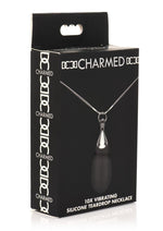 Load image into Gallery viewer, Charmed 10x Vibrating Silicone Teardrop Necklace Rechargeable Stimulator - Black/Silver