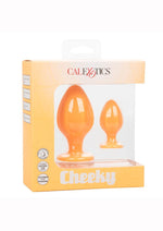 Load image into Gallery viewer, Cheeky Silicone Textured Anal Plugs - Orange - Large/Small - Set Of 2