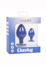 Load image into Gallery viewer, Cheeky Silicone Textured Anal Plugs - Blue/Purple - Large/Small - Set Of 2