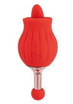 Load image into Gallery viewer, Clit-Tastic Rose Bud Dual Massager Rechargeable Silicone with Clitoral Stimulator - Red