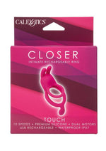 Load image into Gallery viewer, Closer Intimate Rechargeable Ring Touch Silicone Dual Vibe Cock Ring with Clitoral Stimulator - Pink
