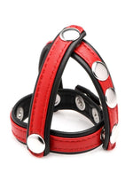 Load image into Gallery viewer, Cock Gear Leather Snap-On Harness - Metal/Red