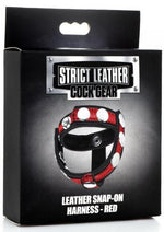 Load image into Gallery viewer, Cock Gear Leather Snap-On Harness - Metal/Red