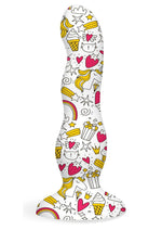 Load image into Gallery viewer, Collage Cupcakes and Unicorns Curvy Silicone Dildo - Red/White