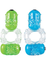 Load image into Gallery viewer, Color Pop Big O 2 Silicone Double Vibrating Cock Ring Waterproof - Assorted Colors
