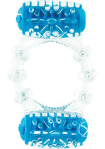 Load image into Gallery viewer, Color Pop Quickie Two-O Silicone Dual Vibrating Cock Ring - Blue
