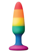 Load image into Gallery viewer, Colours Pleasure Plug Pride Edition Silicone Butt Plug - Multicolor/Rainbow - Small