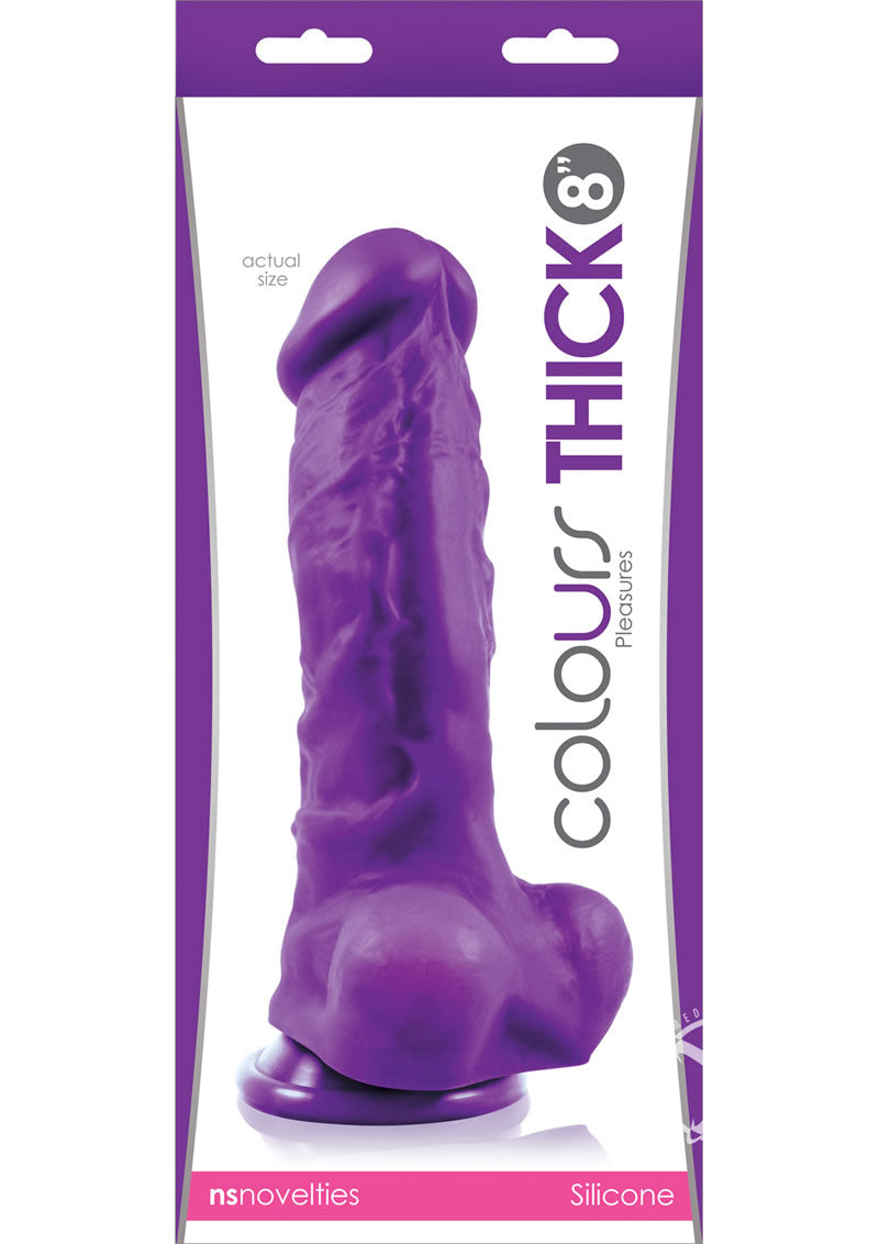 Colours Pleasures Silicone Thick Dildo - Purple - 8in