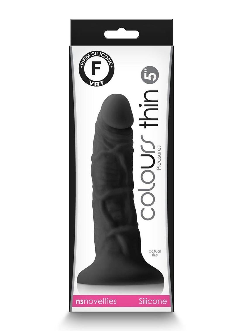 Colours Pleasures Silicone Thin Dildo - Black - 5in