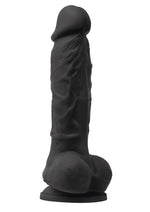 Load image into Gallery viewer, Colours Pleasures Silicone Vibrating Dildo with Balls - Black - 5in