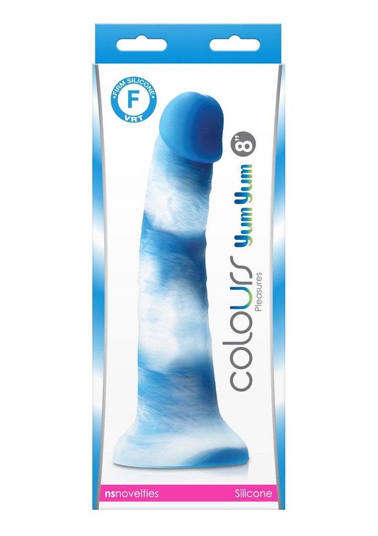 Colours Pleasures Yum Yum Silicone Dildo - Blue/White - 8in