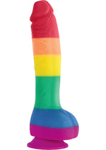 Load image into Gallery viewer, Colours Pride Edition Silicone Dildo - Multicolor/Rainbow - 8in
