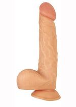 Load image into Gallery viewer, Commander Dongs Big Daddy Alpha Male Bendable Dildo with Balls - Flesh/Vanilla - 8in
