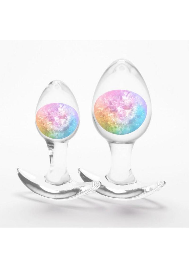 Cosmic Glams Silicone Anal Plug Kit - Multicolor/Rainbow - 2pc/Set