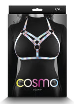 Load image into Gallery viewer, Cosmo Harness Vamp Chest Harness - Multicolor/Rainbow - Large/XLarge
