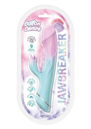 Cotton Candy Jawbreaker Rechargeable Silicone Vibrator with Clitoral Stimulator - Aqua/Blue/Fuschia/Pink