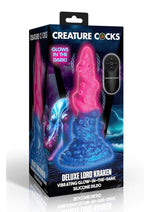 Load image into Gallery viewer, Creature Cocks Deluxe Lord Kraken Vibrating Rechargeable Silicone Glow In The Dark Dildo - Glow In The Dark/Multicolor
