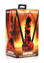 Load image into Gallery viewer, Creature Cocks Demon Rising Scaly Dragon Silicone Dildo - Black/Red
