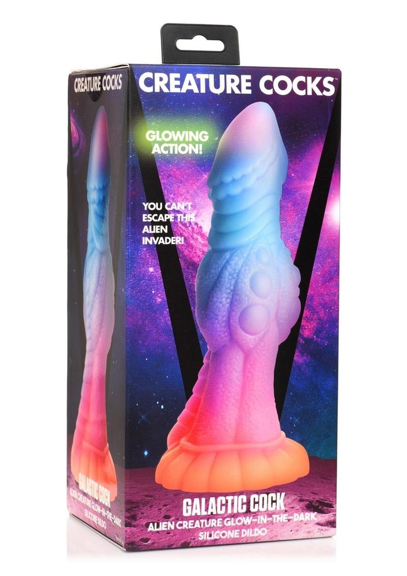 Creature Cocks Galatic Cock Alien Creature Glow In The Dark Silicone Dildo - Glow In The Dark/Multicolor