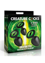 Load image into Gallery viewer, Creature Cocks Green Eye Silicone Butt Plug - Black/Green - 3 Piece/Set
